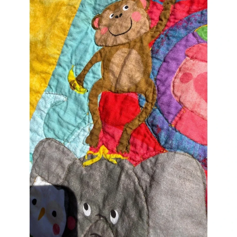 Noah's Ark Baby Quilt‎ Animal Patchwork Applique Crib Blanket 45x35